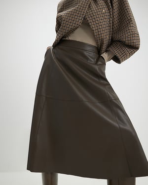 River Island Womens Midi Skirt Khaki Faux Leather