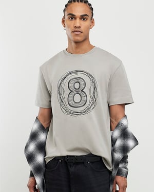River Island Mens 8 T-Shirt Beige Regular Fit
