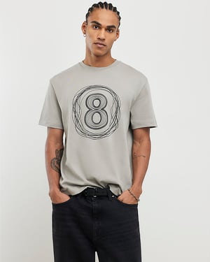 River Island Mens 8 T-Shirt Beige Regular Fit