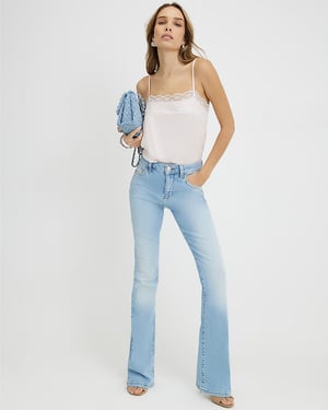 River Island Womens Bootcut Jeans Blue Mid Rise Denim
