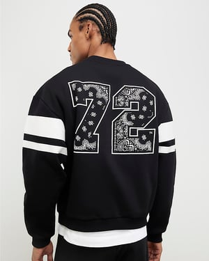 River Island Mens Sweatshirt Black Oversized Fit Bandana