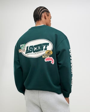 River Island Mens Sweatshirt Green Oversized Fit Alpine Badging