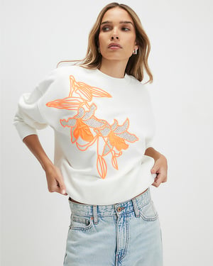 River Island Womens Sweatshirt Cream Floral