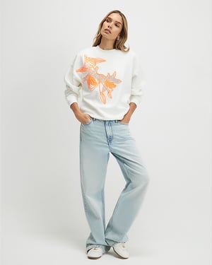 River Island Womens Sweatshirt Cream Floral