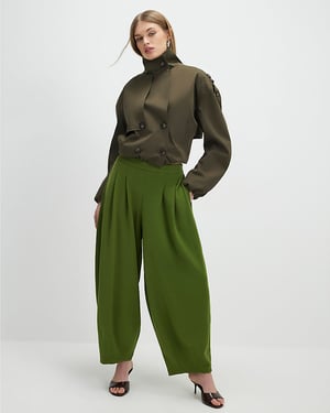 River Island Womens Trousers Khaki Balloon Leg Pleated