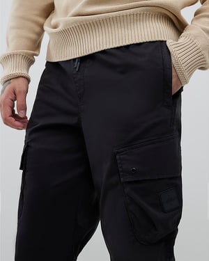 River Island Mens Cargo Trousers Black Regular Fit