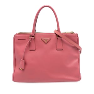 Pre-owned Medium Saffiano Lux Galleria Double Zip Satchel