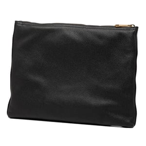 Begagnad Medium Läder Logo Portfolio Clutch