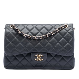 Pre-owned Jumbo Classic Caviar Double Flap