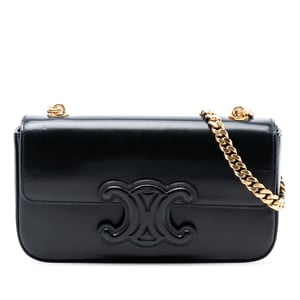 Pre-owned Smooth Calfskin Cuir Triomphe Chain Shoulder Bag