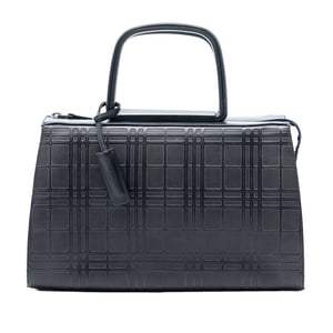 Pre-owned House Check Embossed Leather Handbag