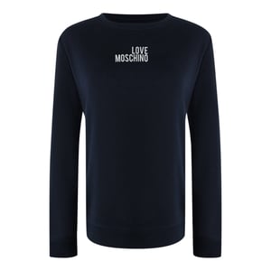 Love Moschino Marineblauwe T-shirt Met Lange Mouwen En Klein Wit Logo