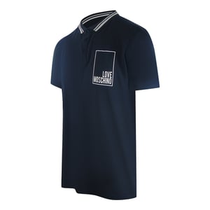 Love Moschino Navy Blue Polo Shirt Small White Box Logo