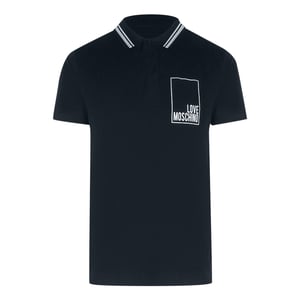 Love Moschino Navy Blue Polo Shirt Small White Box Logo