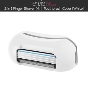 Envie 2 in 1 Finger Shaver Mini Razor Travel Portable Toothbrush Cover, White