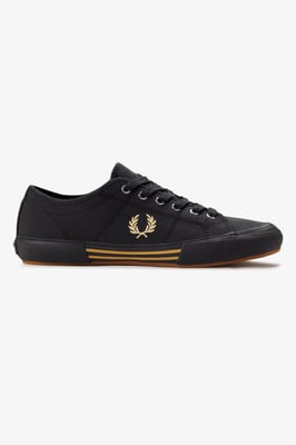 Fred Perry B708 Vintage Tennis Canvas Heren Zwarte/Champagne Sneakers