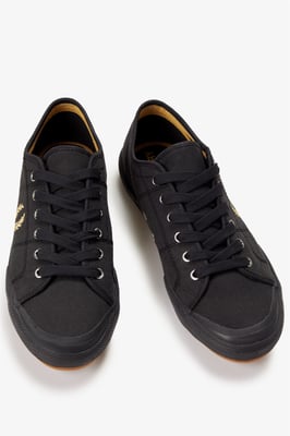Fred Perry B708 Vintage Tennis Canvas Heren Zwarte/Champagne Sneakers