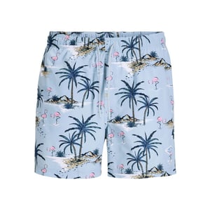 Jack & Jones Heren zwemshort jpstmaui vibes lichtblauw flamingo/palm print