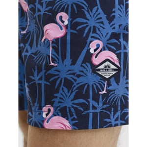 Jack & Jones Heren zwemshort jpstmaui vibes donkerblauw flamingo/palm print