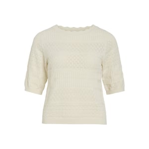 Vila Vimilos ss o-neck pointelle top noos off-white