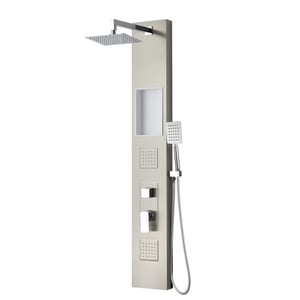 Badplaats Douchepaneel monterra 140 x 20 cm aluminium doucheset met mengkraan