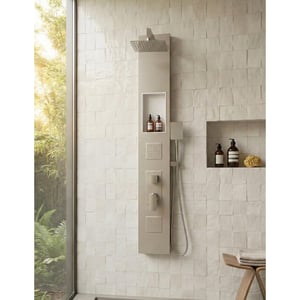 Badplaats Douchepaneel monterra 140 x 20 cm aluminium doucheset met mengkraan