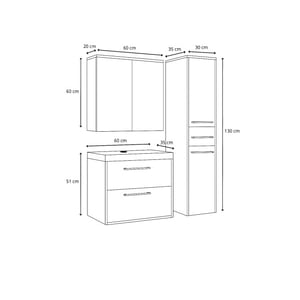 Badplaats Badkamermeubel set florence 60 cm xl – kastanje eiken – hangend