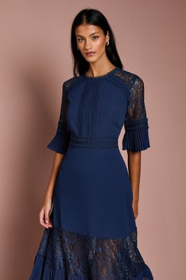 Petite Lace Insert Midi Dress