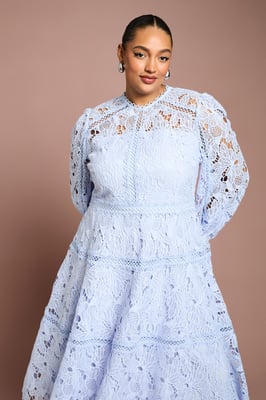 Plus Lace Panelled Long Sleeve Dress