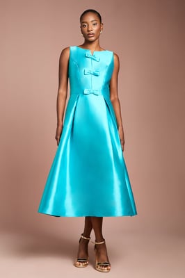 Bow Detail Full Skirt Midi Dress