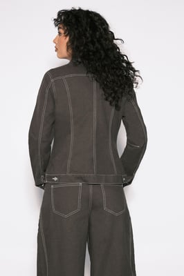 Cinched Waist Denim Jacket