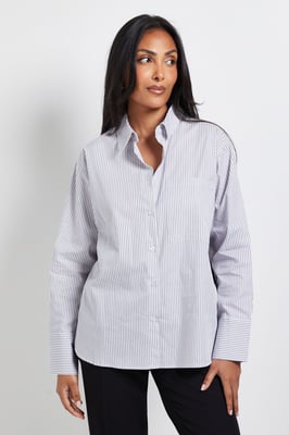 Petite Stripe Pocket Side Tape Shirt
