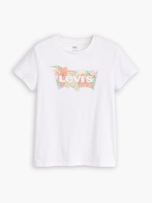 Womens Hibiscus Bw Fill Bright White The Perfect T-Shirt