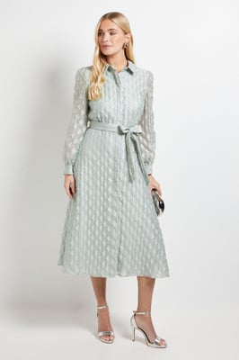 Petite Geo Organza Shirt Midi Dress
