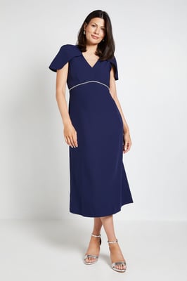 Diamante Trim Cape Midi Dress
