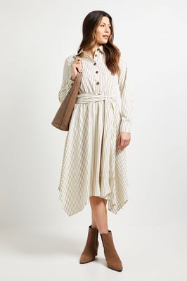Stripe Belted Shirt Dress