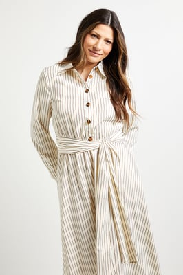 Stripe Belted Shirt Dress