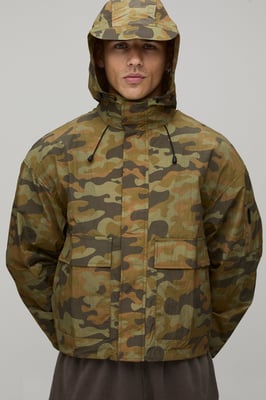 Oversized Boxy Camo Ripstop Sports Cagoule