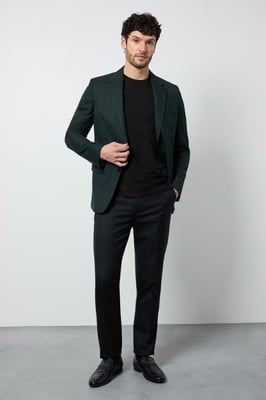 Dark Green Check Tailored Fit Blazer