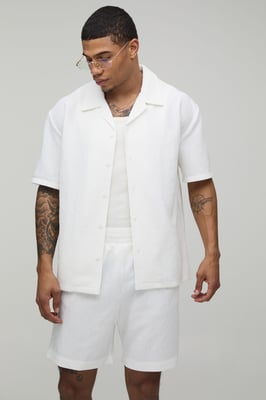 Oversized Shirt and Relaxed Mid Length Short Pleated Set