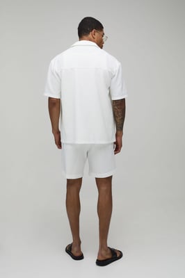 Oversized Shirt and Relaxed Mid Length Short Pleated Set