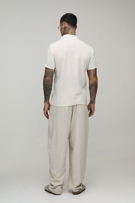 Tall Linen Blend Slim Revere Polo