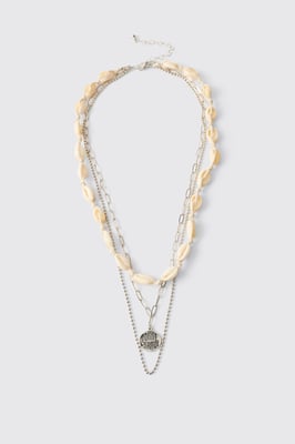 Layered Shell and Chain Pendant Necklace
