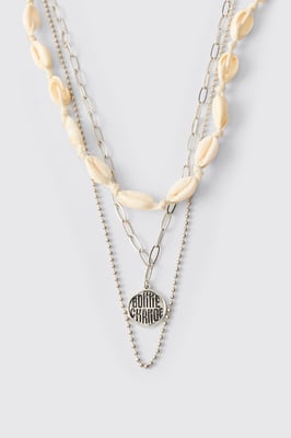 Layered Shell and Chain Pendant Necklace