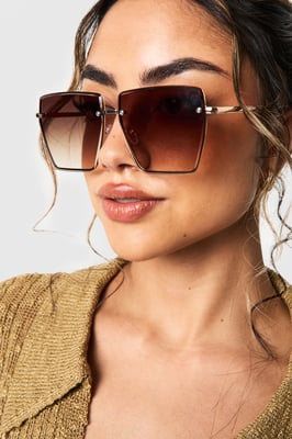 Frameless Oversized Square Sunglasses