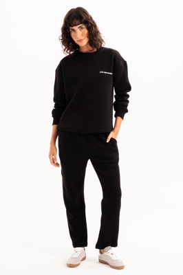JUSTEVER Crew Neck Geborduurd Opgestikt Fleece Binnenkant Zwart Dames Sweatshirt - Rigil