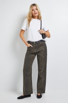 Leopard Tapered Straight Denim Jean