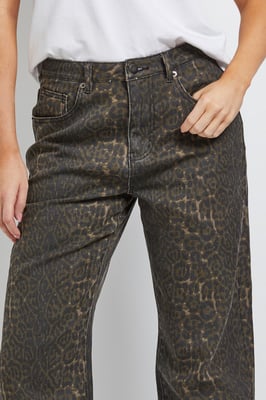 Leopard Tapered Straight Denim Jean