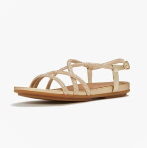 Fitflop Gracie Crystal Womens Cross Strap Sandals Platino