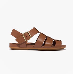 Fitflop Gracie Leather Womens Ankle Strap Sandals Deep Tan